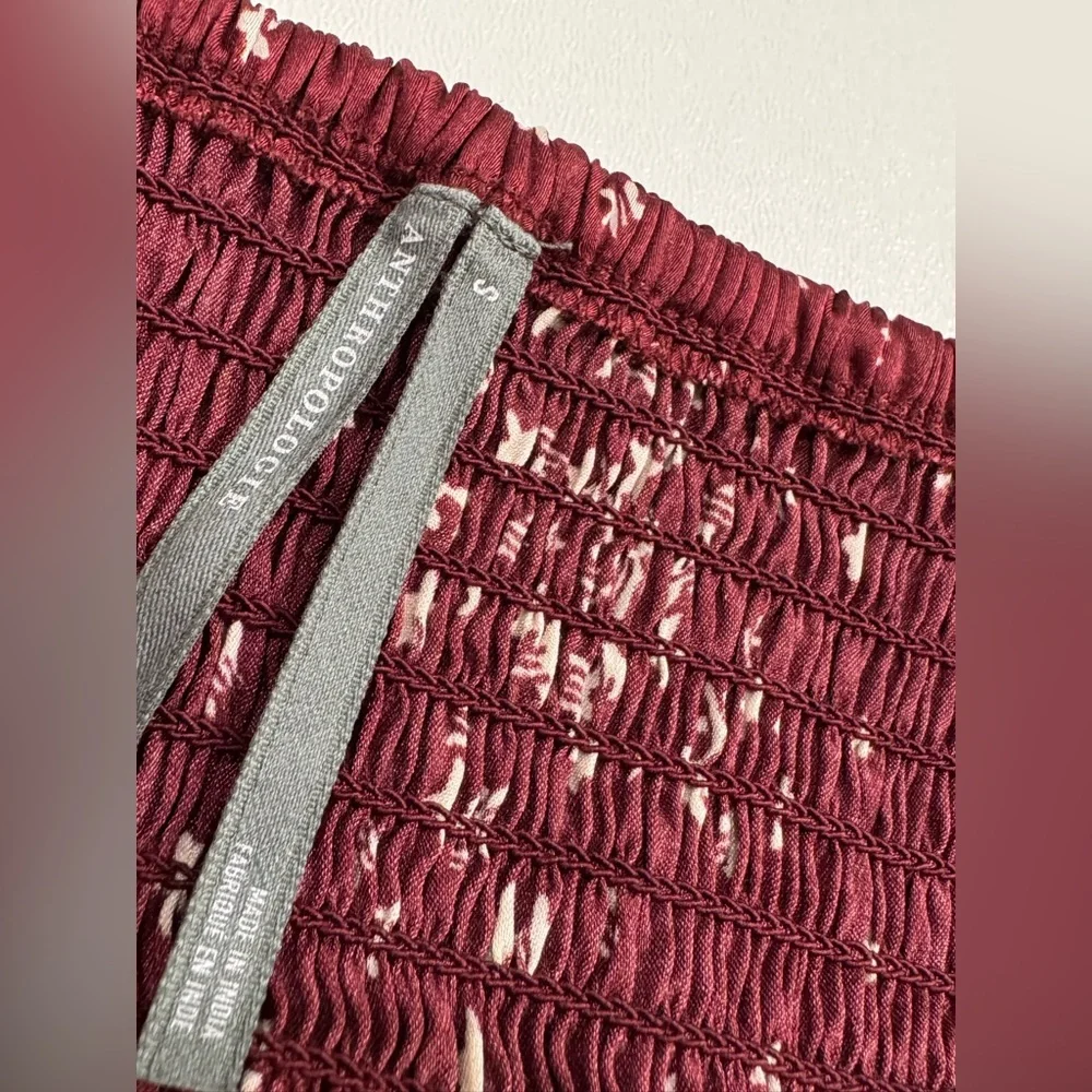 Anthropologie Star Print Pajama Set Burgundy Smocked Cami & Shorts Size S NWOT - Picture 9 of 9